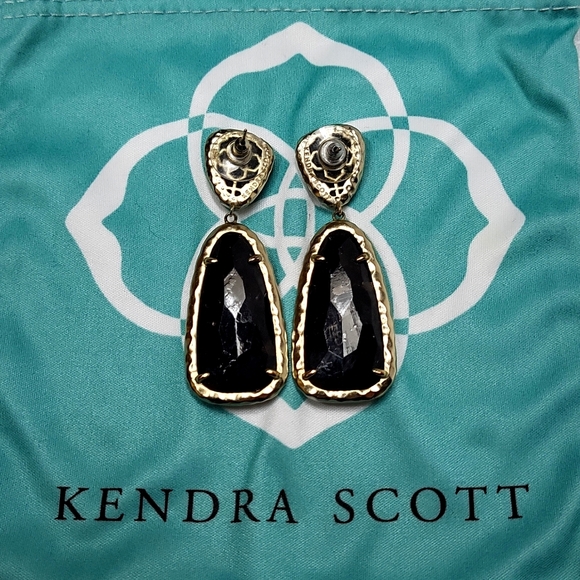 NWOT Kendra Scott Daria Statement Drop Earrings in Gold and Brown - Picture 3 of 3